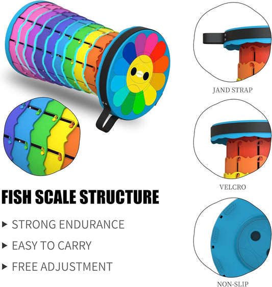 Asiento plegable portátil, retráctil y telescópico para adultos, resistente, capacidad de 200 libras, para acampar, senderismo, jardín, Conciertos, con bolsa