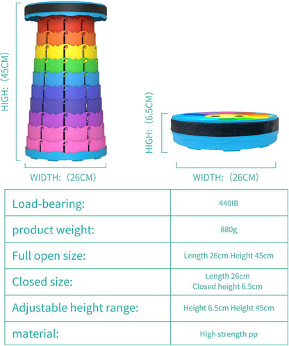 Asiento plegable portátil, retráctil y telescópico para adultos, resistente, capacidad de 200 libras, para acampar, senderismo, jardín, Conciertos, con bolsa