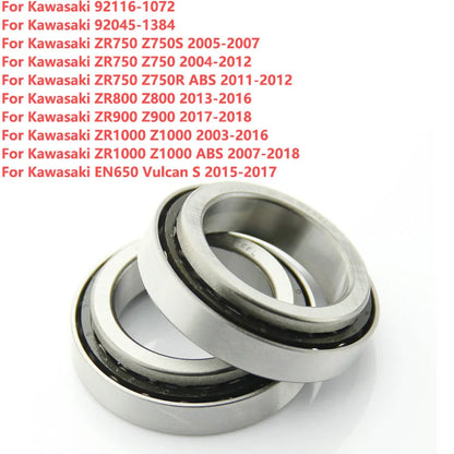 KIT DE RODAMIENTOS DE DIRECCIÓN PARA KAWASAKI, ACCESORIOS PARA ZR750, Z750R, ABS, ZR800, Z800, ZR900, Z900, ZR1000, Z1000, EN650, VULCAN S 92116-1072, 92045-1384