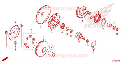 BUJE BOCIN VARIADOR TRANSMISION HONDA NAVI - DIO 110 ORIGINAL REFERENCIA 22105-KWP-D00